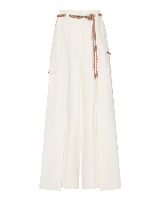 Zimmermann White Clash Drill Cotton Cargo Pants