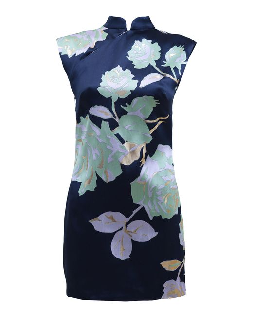 Francesca Miranda Blue Azalea Silk-Blend Mini Dress
