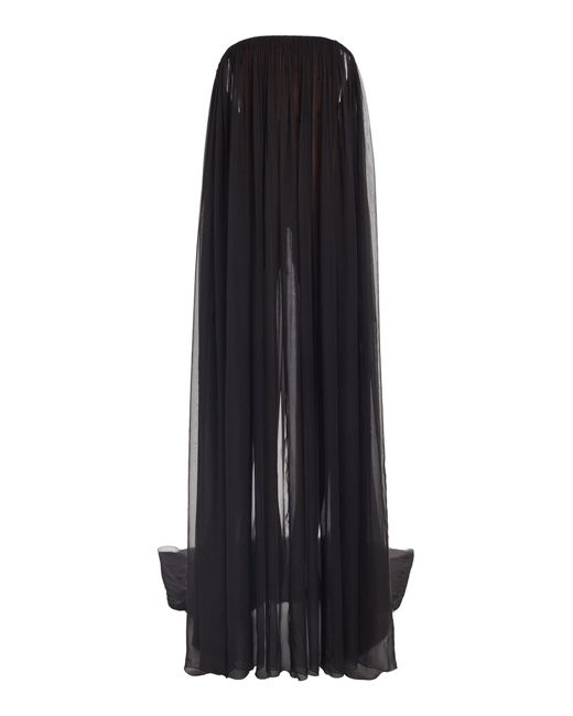 Valentino Garavani Black Off-the-shoulder Silk-chiffon Gown
