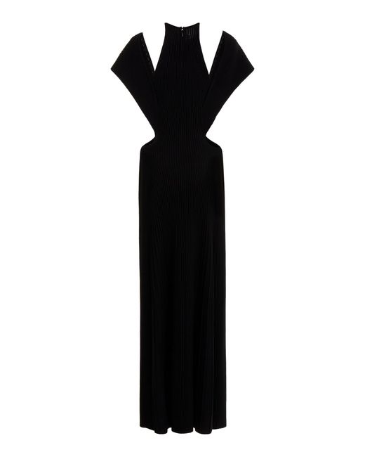 Chloé Black Cutout Wool Midi Dress