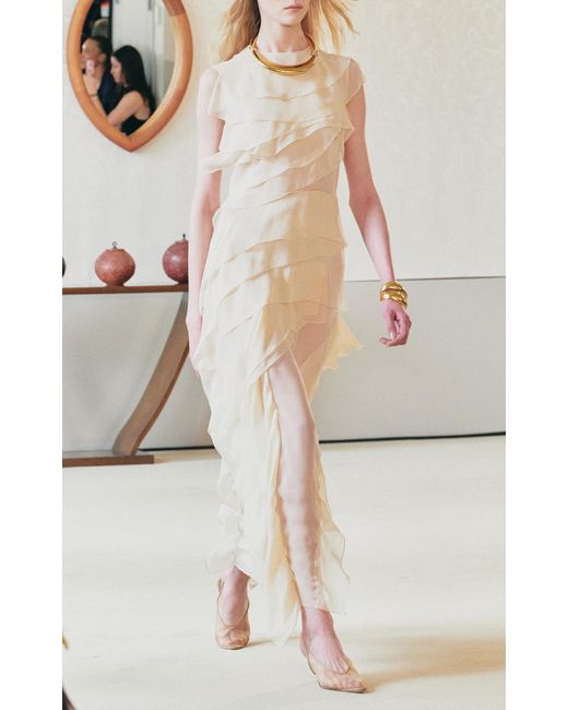 Altuzarra Natural Gigi Ruffled Silk Maxi Dress
