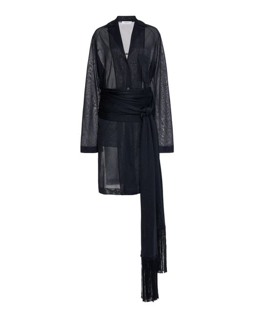 Ferragamo Black Single-Breasted Sheer Jacket