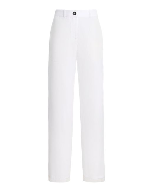 Brandon Maxwell White Holland Sheer Cropped Silk Pants