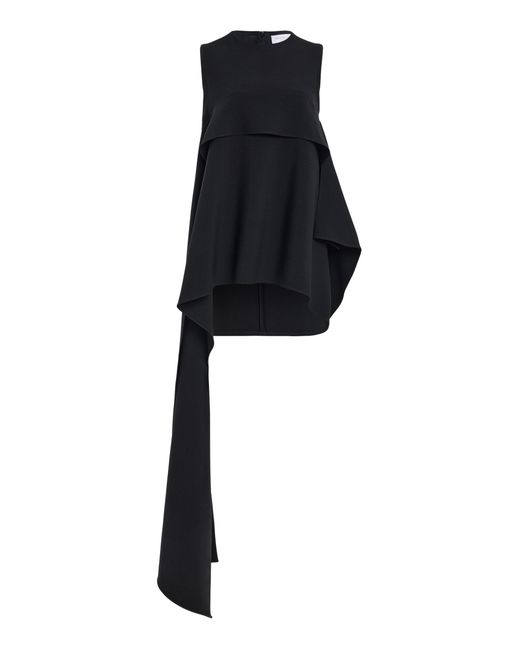 Michael Kors Black Asymmetric Streamer Poplin Top