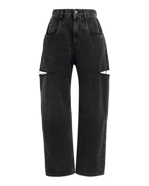 Maison Margiela Black Cutout Rigid High-rise Wide-leg Jeans