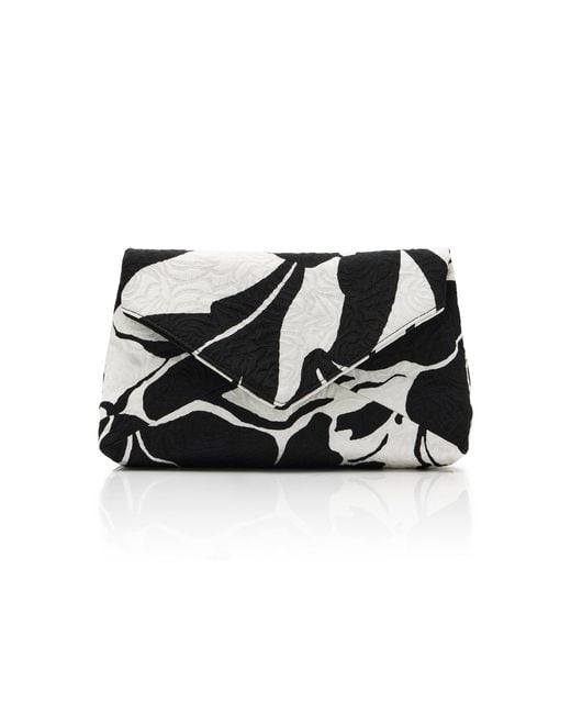 Dries Van Noten Black Printed Cotton-Blend Envelope Clutch