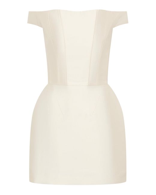 Rachel Gilbert Natural Anice Off-The-Shoulder Mini Dress