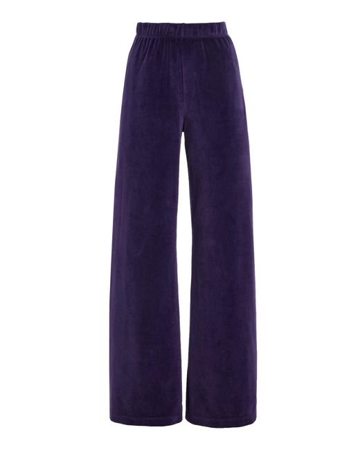 Suzie Kondi Blue Zephyra Velour Straight-Leg Pants
