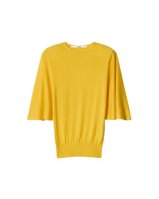 Jacquemus Yellow The Mananco Half-Sleeve Silk-Blend Top