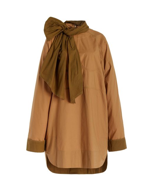 Ulla Johnson Natural Michaela Tie-Detailed Cotton-Poplin Top
