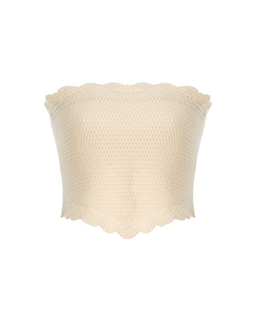 Posse Natural Dylan Strapless Crocheted Crop Top
