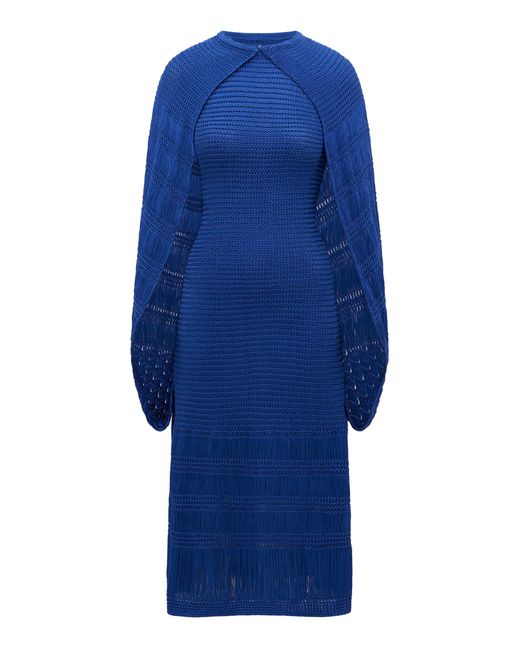 Gabriela Hearst Blue Hera Silk Cape Maxi Dress