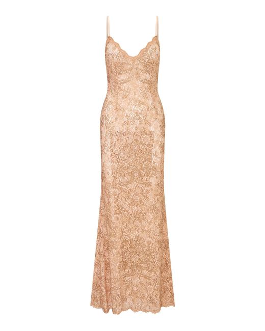 LoveShackFancy Natural Fevie Gilded Lace Maxi Dress