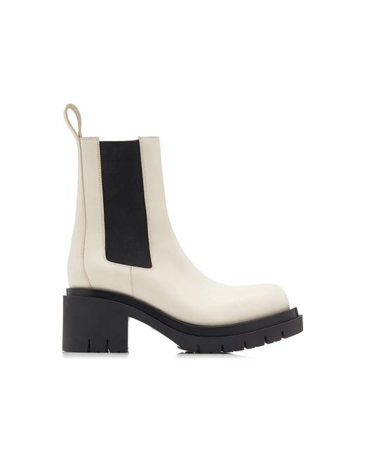 Bottega Veneta White The Lug Leather Ankle Boots