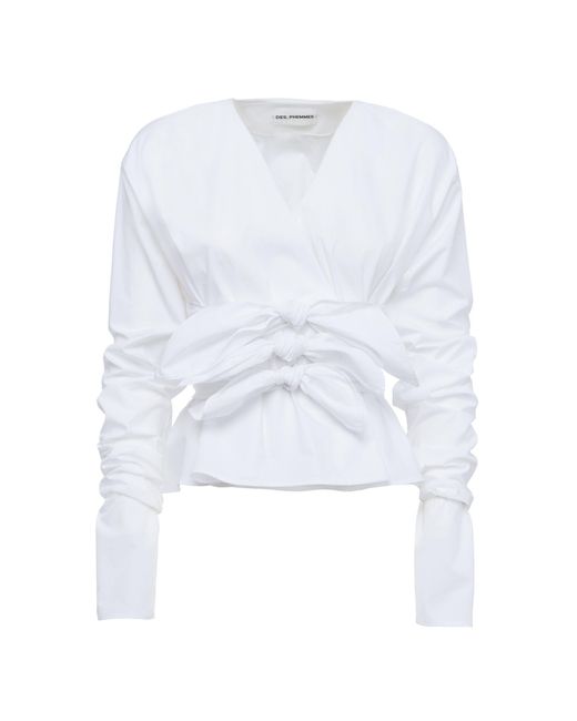 DES_PHEMMES White Knotted Cotton Top