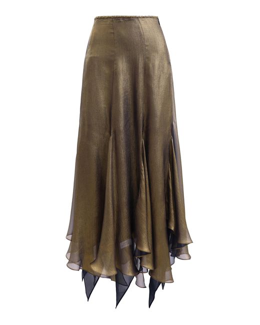 Francesca Miranda Natural Golden Trio Silk Midi Skirt