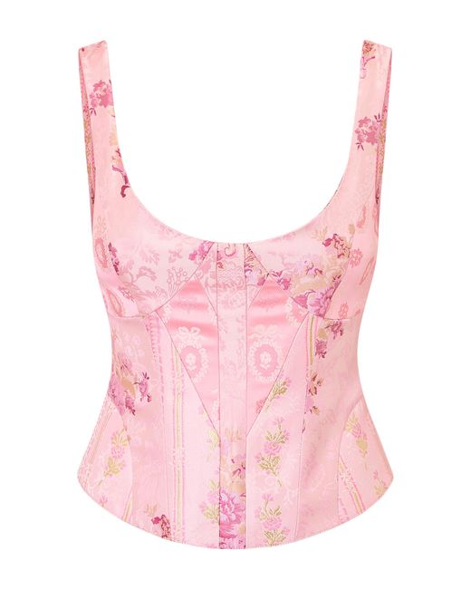 LoveShackFancy Pink Ovela Brocade Top