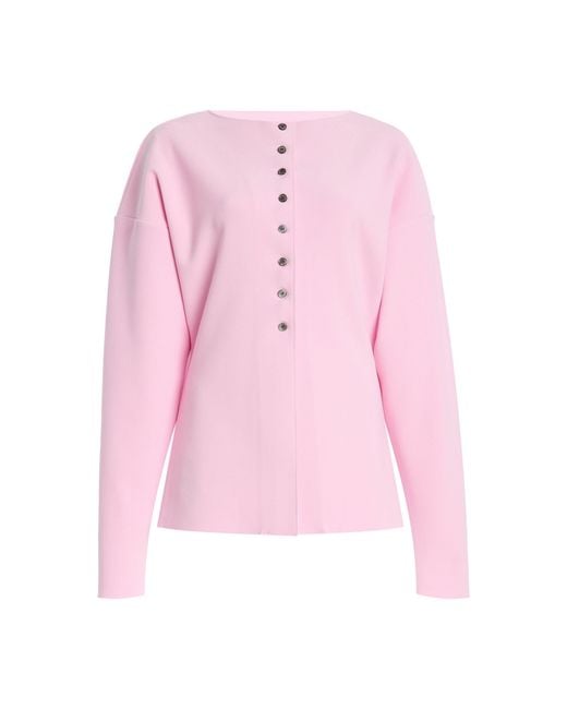 Birrot Pink Exclusive Lay2 Boatneck Crepe Cardigan