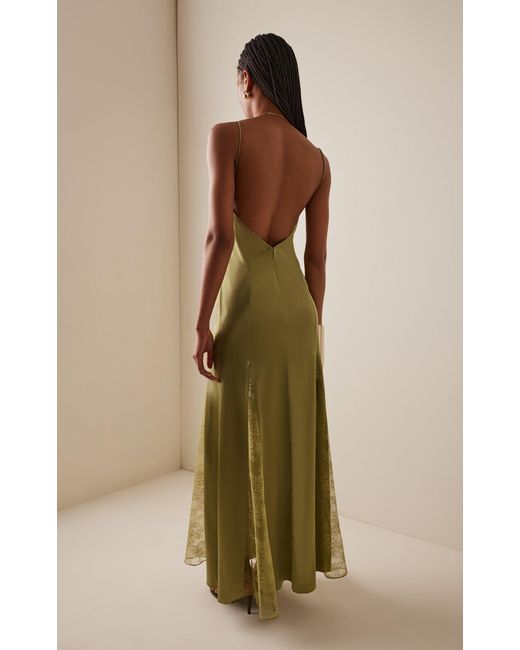 STAUD Exclusive Trinity Lace-Inset Silk Maxi Slip Dress in Green | Lyst Australia STAUD Exclusive Trinity Lace-Inset Silk Maxi Slip Dress in Green | Lyst Australia