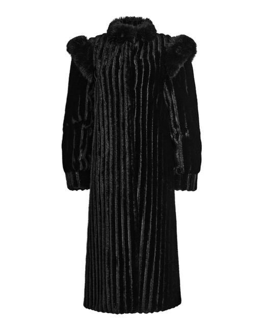 DUCIE Black Gemma Faux Fur Coat