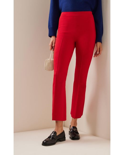 High Sport Kick Stretch-cotton Knit Cropped Flared Pants