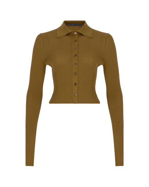Zeynep Arcay Green Semi Sheer Knit Top