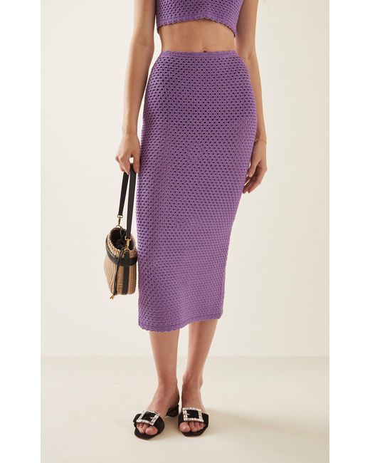 Dolce & Gabbana Purple Crocheted Cotton Midi Skirt