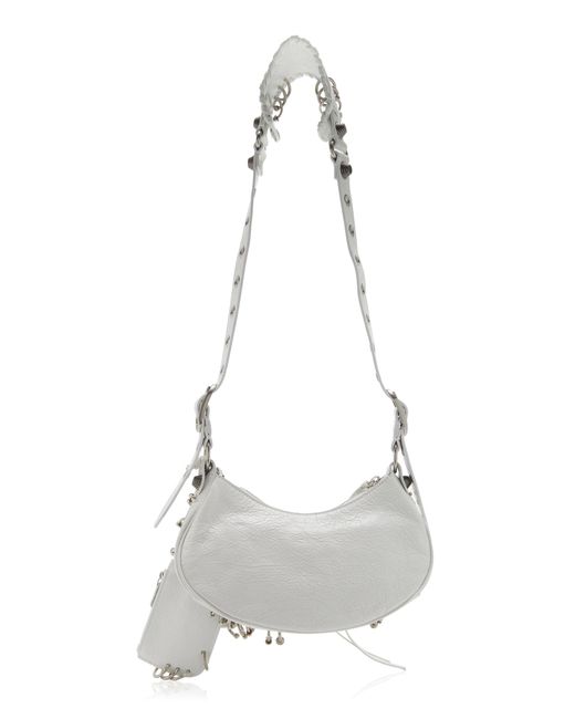 Balenciaga White Le Cagole Xs Pierced Leather Shoulder Bag