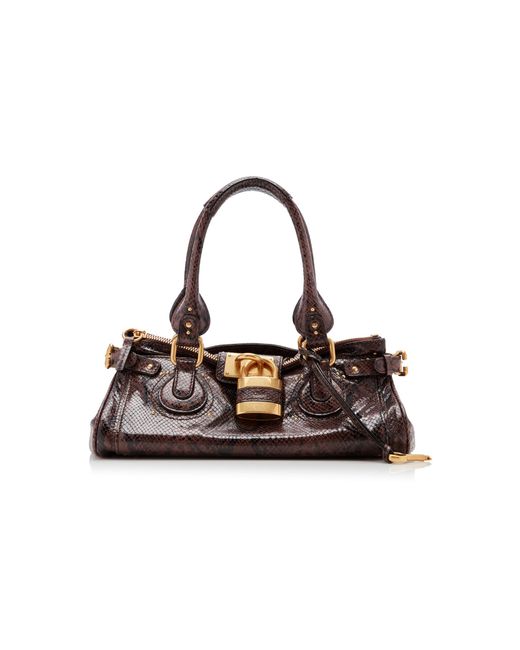 Chloé Brown Paddington Python-Embossed Leather Shoulder Bag