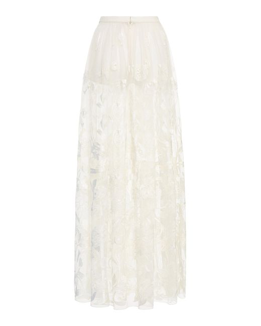 Zuhair Murad White High-rise Floral-embellished Skirt