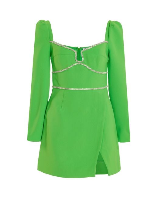 Self-Portrait Diamante-detailed Crepe Mini Dress in Green | Lyst UK Self-Portrait Diamante-detailed Crepe Mini Dress in Green | Lyst UK