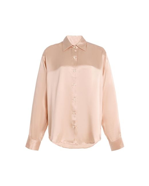 Comme Si Pink La Classica Silk-Charmeuse Shirt