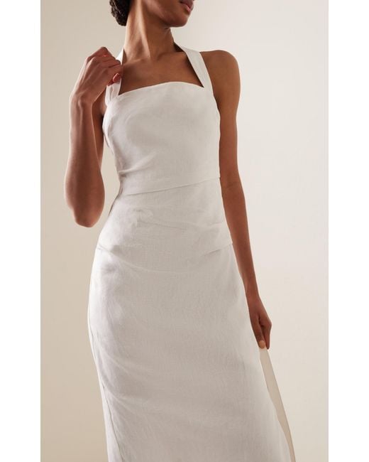 Sir. The Label White Exclusive Noemi Linen Midi Halter Dress