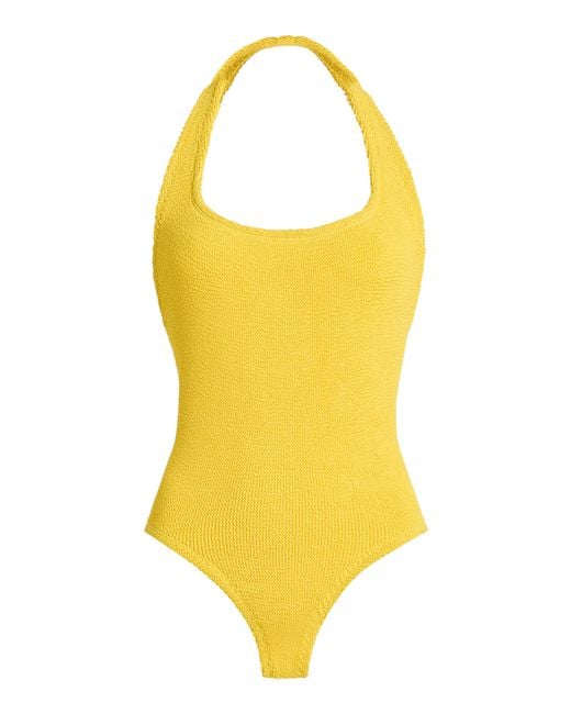 Hunza G Yellow Sandy Halter-Neck One-Piece Swimsuit