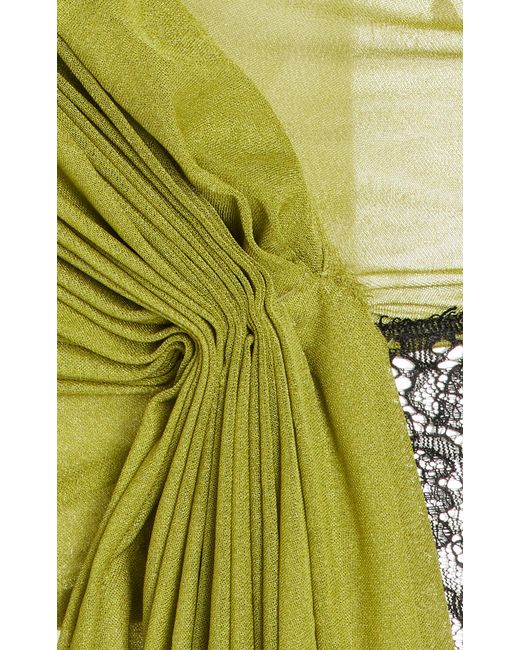 Christopher Esber Green Galathea Lace-trimmed Jersey Mini Dress