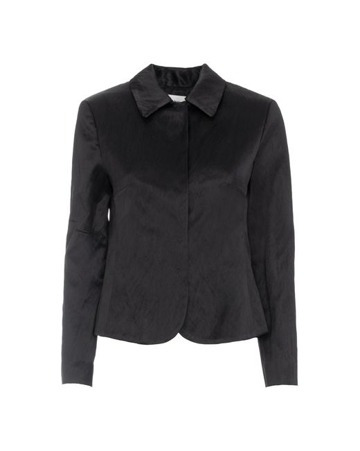 DES_PHEMMES Black Fitted Satin Blazer