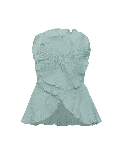 ANDRES OTALORA Green Imara Pleated Linen Top