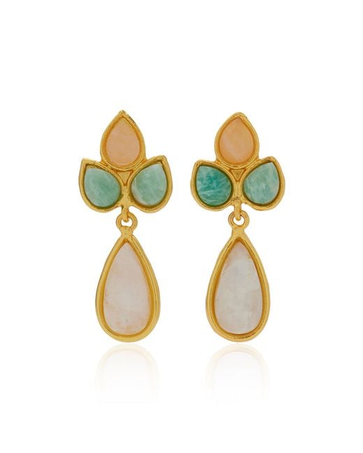 Sylvia Toledano Metallic Paisley Quartz; Amazonite; Moonstone Earrings