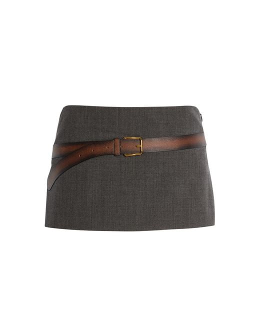 Prada Black Wool Midi Skirt