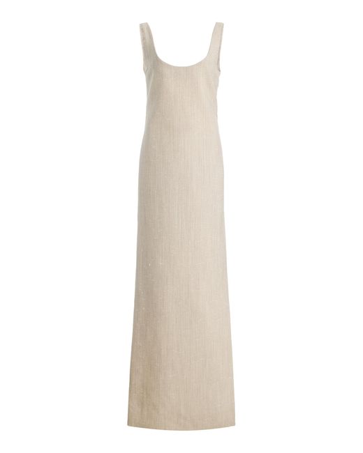 Atelier Prabal Gurung White Double-Faced Italian Wool-Cotton-Silk Mix Tank Dress