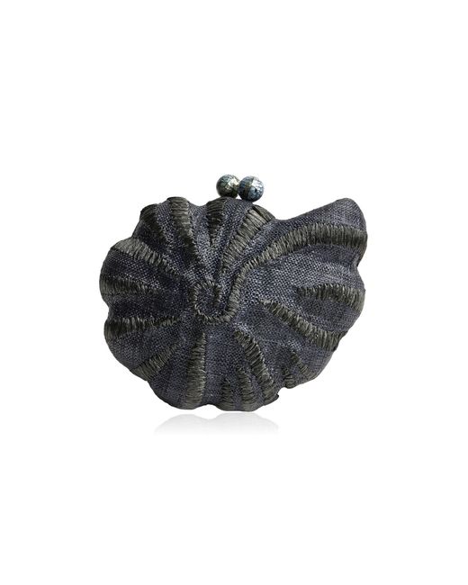 Emm Kuo Black Kahala Raffia Clutch Bag