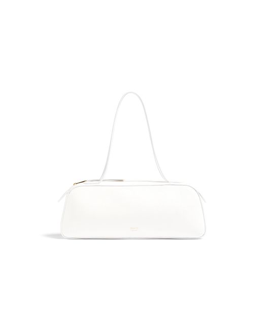 Khaite White Simona Crackled Patent Leather Shoulder Bag