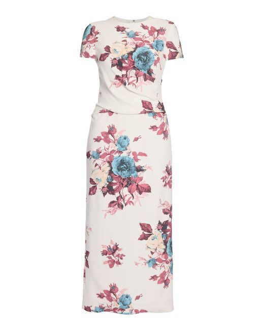Erdem White Floral Cady Midi Dress