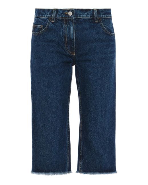 Magda Butrym Blue Frayed-Hem Denim Straight-Leg Jeans