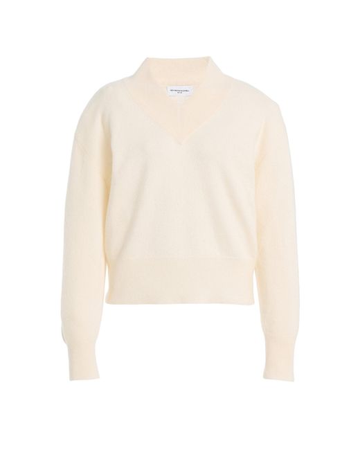 Brandon Maxwell White The Maris Lightweight Cashmere Sweater