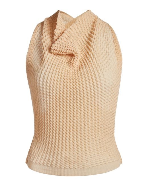 Victoria Beckham Natural Draped Knit Strech-Cotton Top