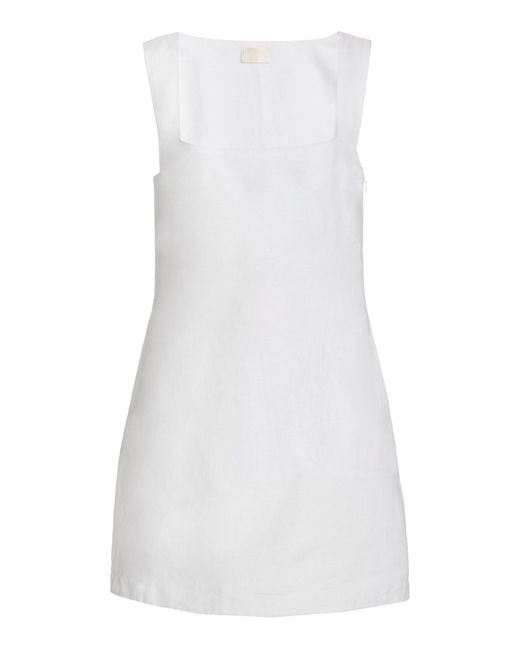 Posse Exclusive Alice Linen Mini Dress in White | Lyst