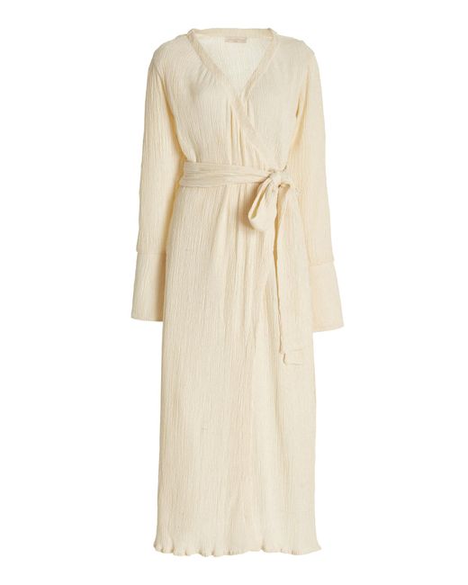 Savannah Morrow White Sky Silk-bamboo Maxi Wrap Dress