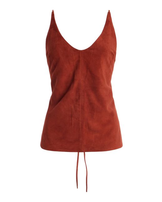 St. Agni Red Exclusive Suede Tie Top