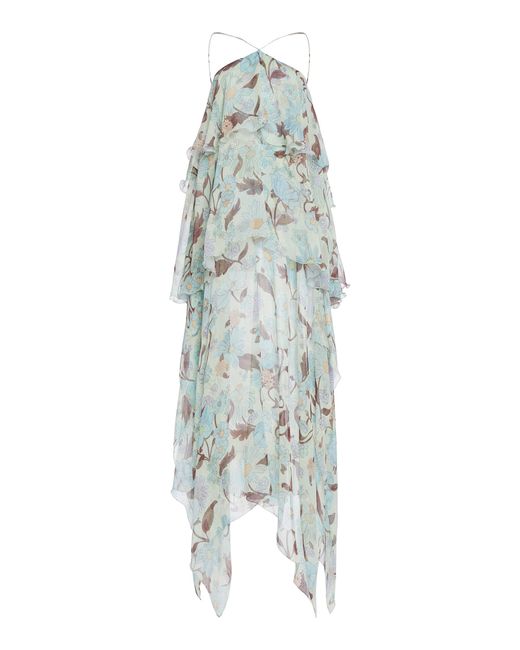 Stella McCartney White Ruffled Silk Chiffon Maxi Dress